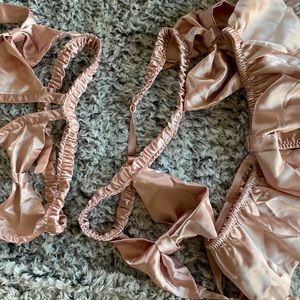 two piece peach pink lingerie